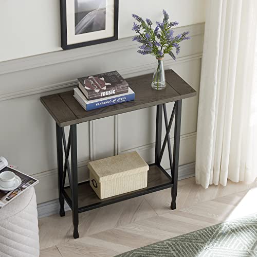 Image of Leick Home Chisel & Forge Console Table, 30 inch, Smoke Gray, Matte Black