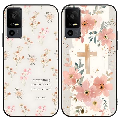 Zrutru 2 Pack Cartoon Floral Phone Case for TCL 40 XL/Lively Jitterbug Smart 4 6.75 Cute Kawaii Flower Collage Pattern Cases Aesthetic Design Black TPU Bumper Protective Cover for Girls Women