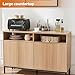 Mericonia Farmhouse Buffet Sideboard Cabinet with Storage, Fluted Coffee Bar with Doors and Adjustable Shelves, Modern Wood Console Cabinet for Kitchen, Livingroom (Fluted 4 Door, Natural)