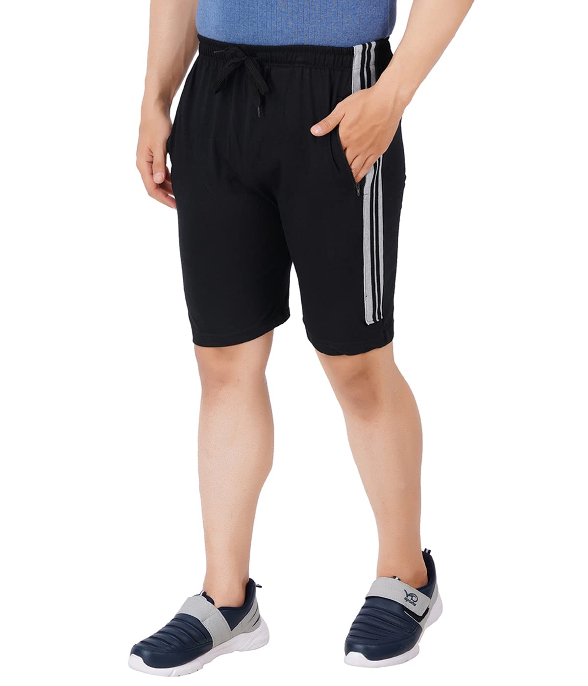 Fashion Men's Regular Fit Cotton Shorts Black-image-21