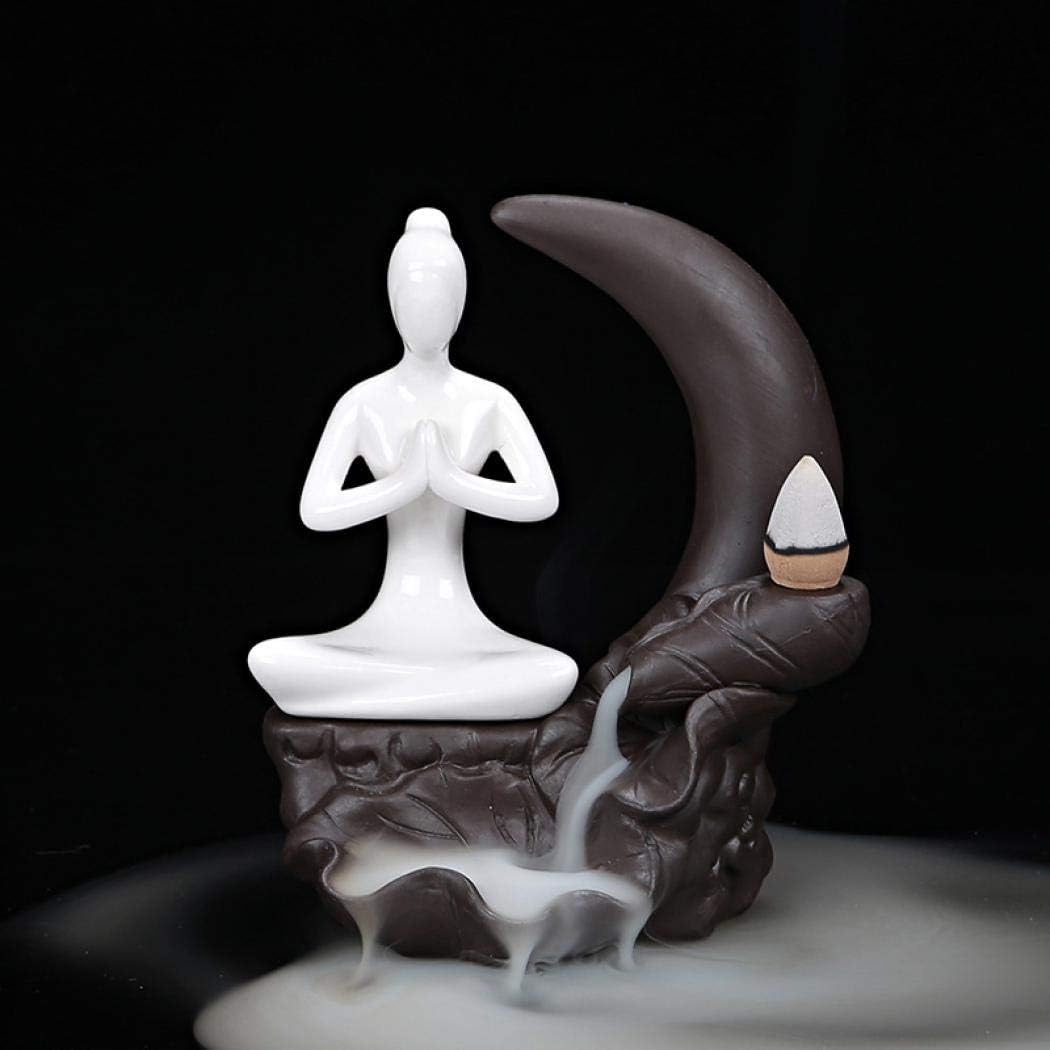 Backflow Incense Burner, Ceramic Incense Holder Censer with 10PCS Backflow Incense Cones for Home Decoration