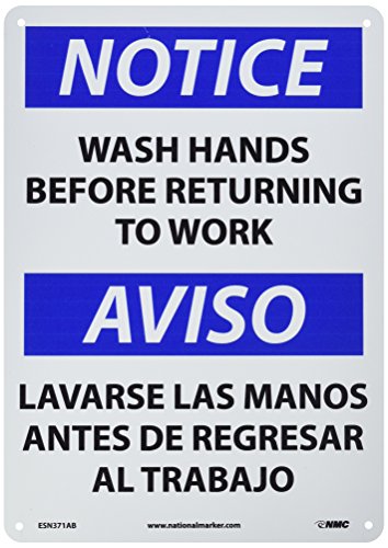 Panneau bilingue lavage des mains NMC signalétique de sécurité sanitaire en aluminium