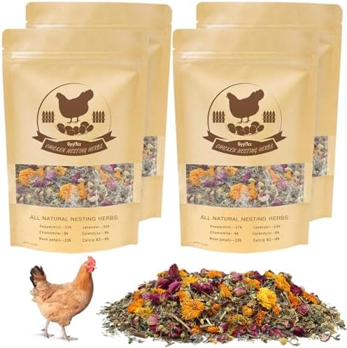 MIUPOO Chicken Coop Bedding Herbs - 8oz Natural Blend Of 8 Dried Herbs (Lavender, Chamomile, Rose, Etc.) For Nest Box