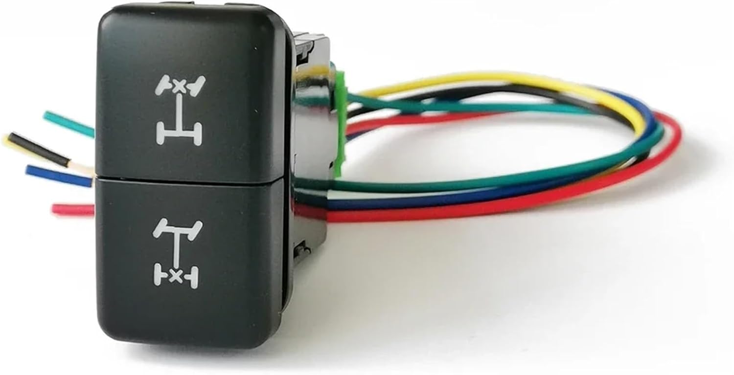1PC Dual Switch DRL LED Light Power Switch Front Fog Lamp Spotlight Switch Button,Compatible With FJ Land Cruiser Prado 120 LC100(Pump Rear diff lock)