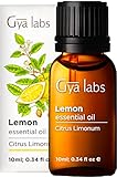 Gya Labs Lemon Essential Oil for Skin Care - Natural Lemon Oil to Uplift Mood - Pure Essential Oil Lemon for Cleaning - 100 Therapeutic Grade Lemon Essential Oils for Aromatherapy - 10ml