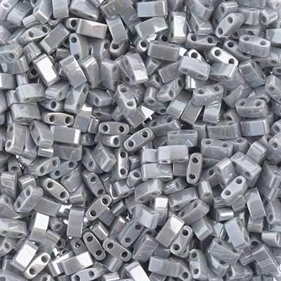 Miyuki TILA Half Cut 5x2.3mm - Silver Grey Opaque Luster 2 Holes 250Gms Bulk Bag of Japanese Glass Beads