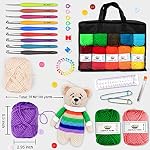 20 Large Acrylic Yarn Skeins-105 PCS Crochet Kit with Hooks Set, Premium Bundle Includes 2000 Yards Yarn Balls, Needles, Accessories, Ideal Starter Pack for Kids Adults Beginner Professionals