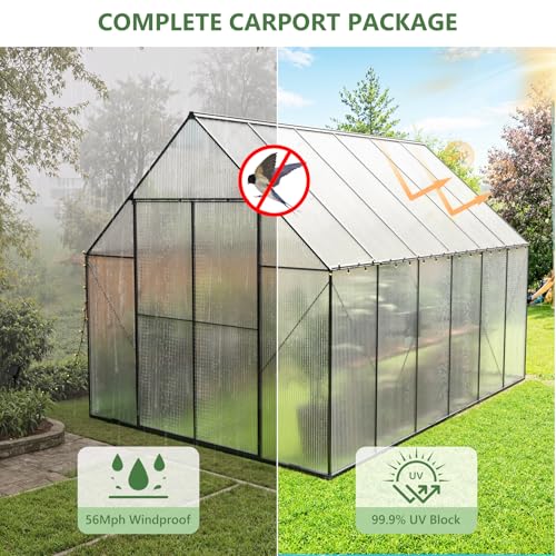 Greenhouse for Outdoors, Heavy Duty Polycarbonate Greenhouse, Walk in Greenhouses for Outdoor Garden Backyard with Roof Vent (8x12 FT) - Image 7