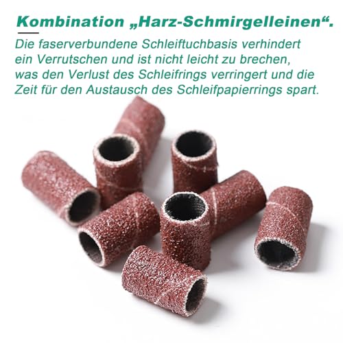 50 Stück Schleifhülsen 120 Grit, Schleifkappen Nagelfräser, Nagelfräser aufsätze, Schleifhülsen Nagelfräser für Nageldesign, Nagelkunst, Nagelpflege, Maniküre, Pediküre