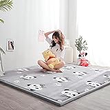 Loartee Kids Play Area Rug - 1.2' Soft & Thick Coral Velvet Nursery Rug, Crawling Mat for Toddler, Cute Panda Play Mat, Non-Toxic & Anti-Skid, Gray, Size:6'6'x9'2'(About 200x280cm)