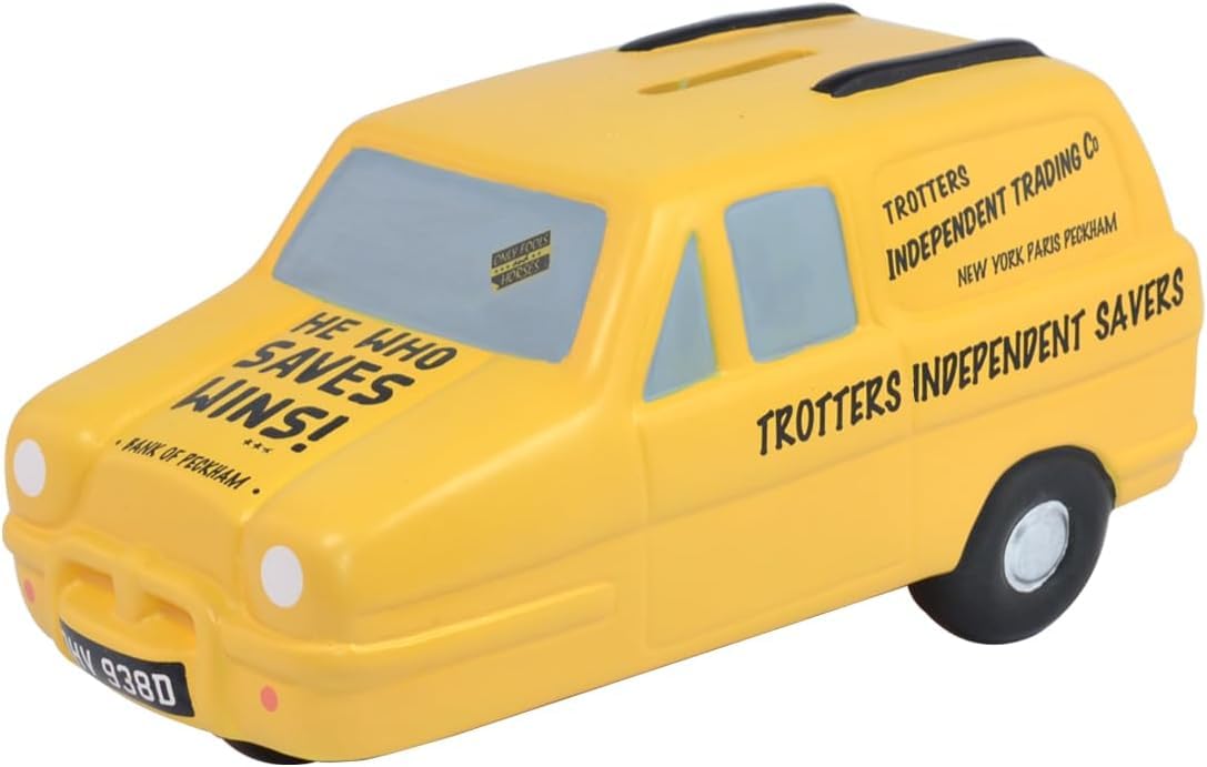 Only Fools and Horses Reliant Robin Ceramic Money Box – Trotters Independent Trading Co 3D Yellow Van Piggy Bank – Del Boy Peckham Gift 21cm
