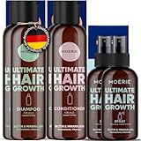 Moerie Mineral Shampoo and Conditioner Plus Hair Growth Spray Set – Ultimate Hair Care Pack – For Longer, Thicker, Fuller Hair - Volumizing Hair Care Products – Paraben & Silicone Free - Double Set
