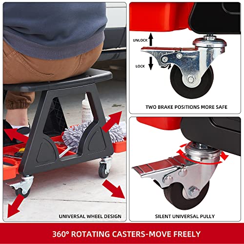 Feng Pai Detailing Seat - Car Heavy Duty Rolling Seat And Rolling Garage Stool, Mechanics Rolling Stool, Creeper Seat For Auto Repair Shop And Work Platform #TOP3