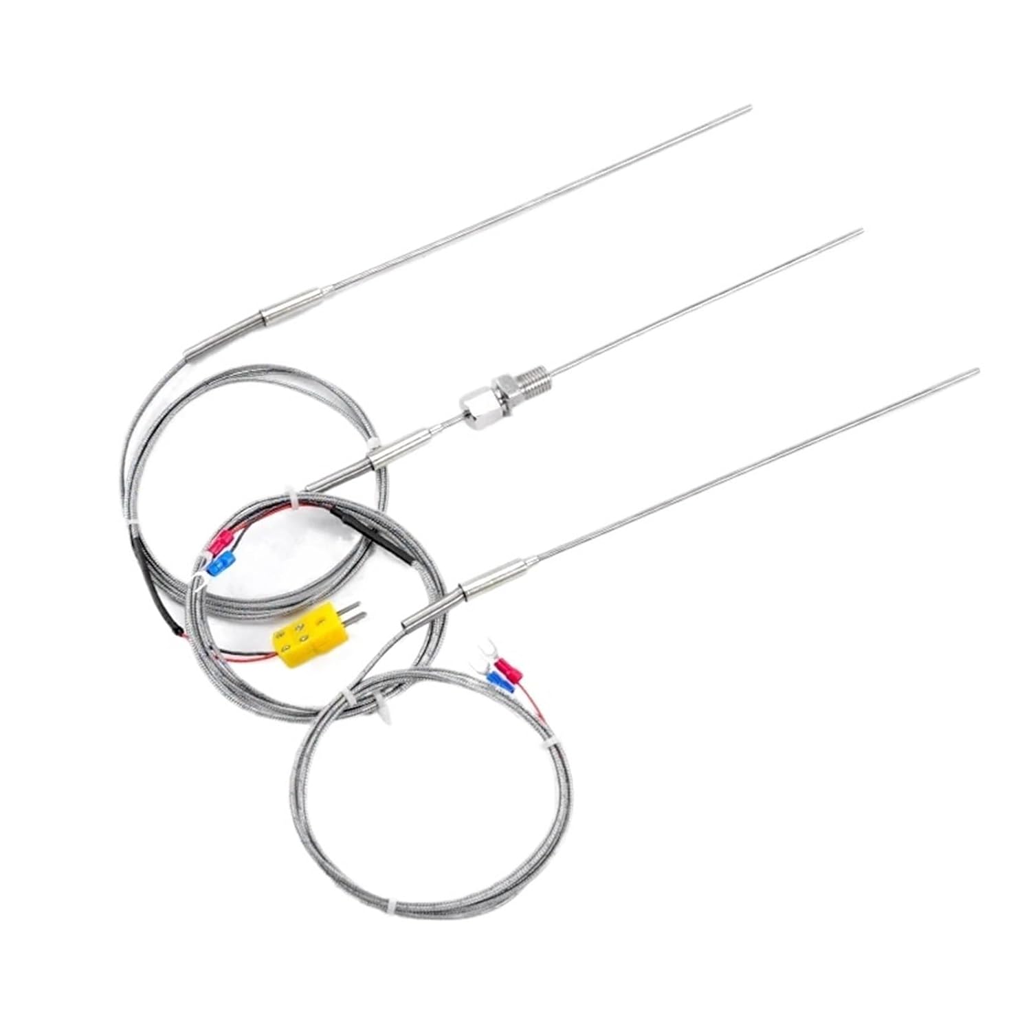 J-Type Armored Thermocouple WRNK-191 Temperature Sensor Probe - 1.5/3/6mm Diameter, 50mm-300mm Length, 600℃ Maximum Temperature(Probe diam 1.5X50mm)