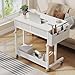 Small White Portable Rolling Standing Desk with Drawers & Storage Shelf, 32 Inch Mobile Stand Up Desk Adjustable Height with Wheels for Home Office, Kids Desks Couch Sofa Side Laptop Craft Table