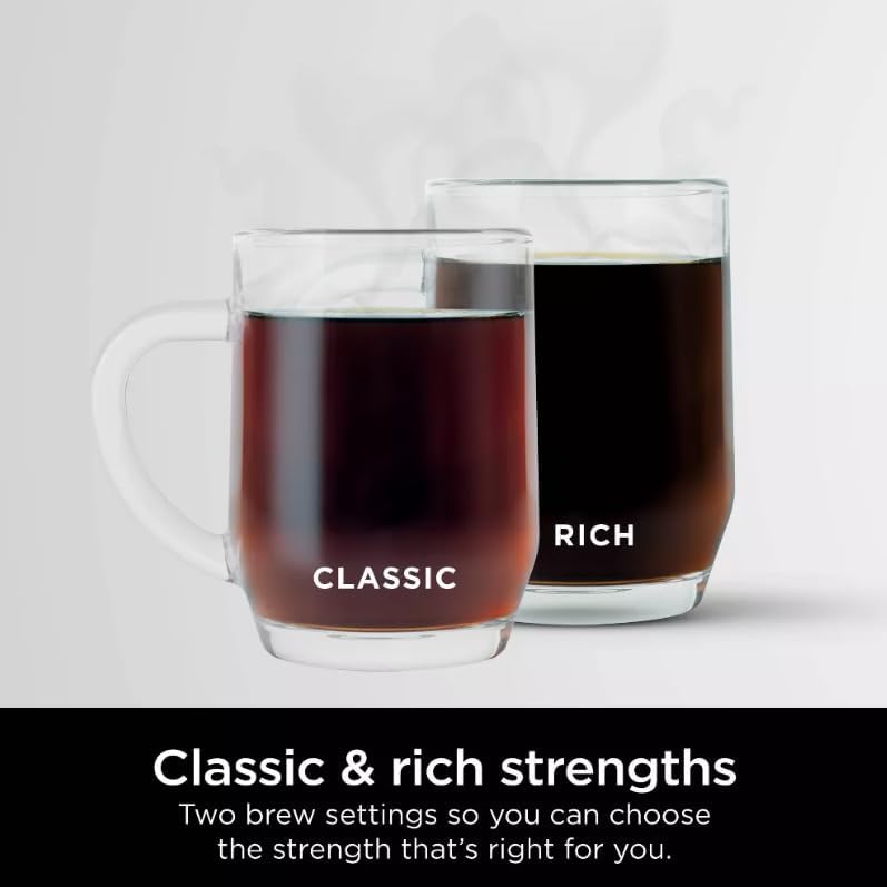 Niinjaa 12 Cup Programmable Coffee Brewer, 2 Brew Styles, Adjustable Warm Plate, 60 oz Water Reservoir, Delay Brew, color Black/Stainless Steel (model CE 251)