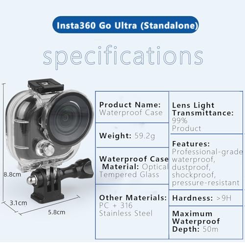 Funda Waterproof 50M para Insta360 Go Ultra miniatura 6