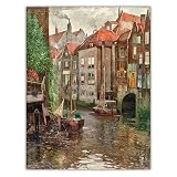 Kits de numéros de peinture Adolf Kaufmann, Boote In Einer Gracht, peinture par numéros peinture à l'huile bricolage impression sur toile Art mural décoration de la maison