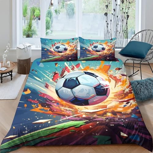 Housse de couette 200x200 football en microfibres douces