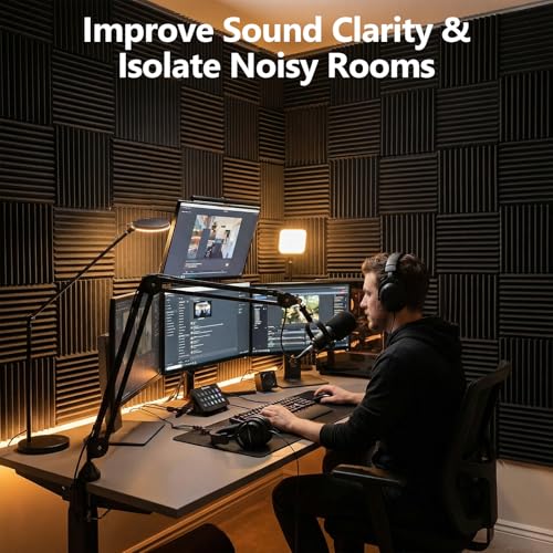 Image of 50 Pack Acoustic Foam Panels,2 inchX 12 inch X 12 inchSound Proof Foam PanelsHigh Density Sound Absorbing Panels,Soundproof Wedges Panels for Studio Recording & Office & Home