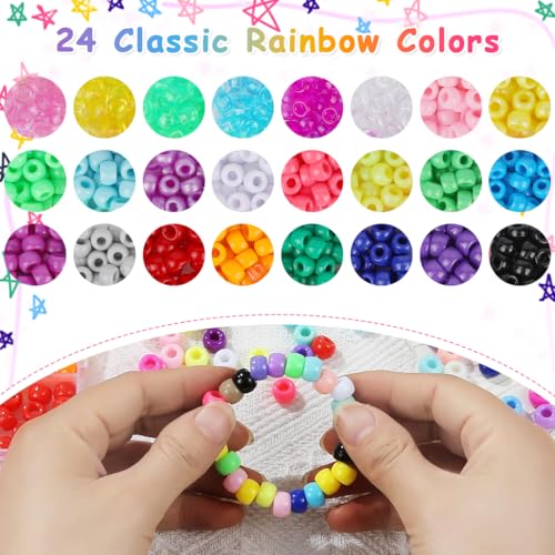 Image of PATPAT 24-Color Pony Beads for Bracelet Making Colorful Alphabet Letter Beads Jewelry Making Craft Kit, DIY Bracelet Making Set for Girls with Charms & Tools for Necklace & Keychain DIY