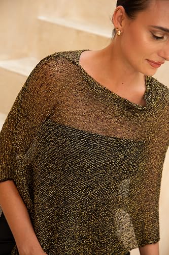 Image of SHU-SHI Womens Sheer Knit Poncho Shrug Lightweight Cover Up One Size Fits Most