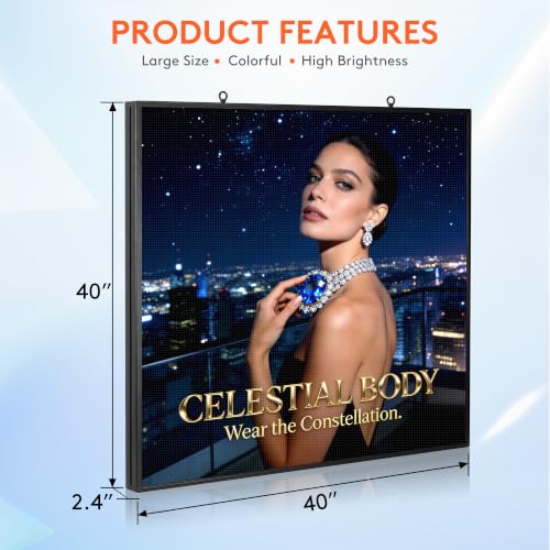 Image of P4 Outdoor LED Sign 40 inchx40 inch Programmable Scrolling Led Sign Outdoor Full Color Digital Signs for Business Advertising Store Electronic Word Light WiFi Control Waterproof RGB Display SMD Technology
