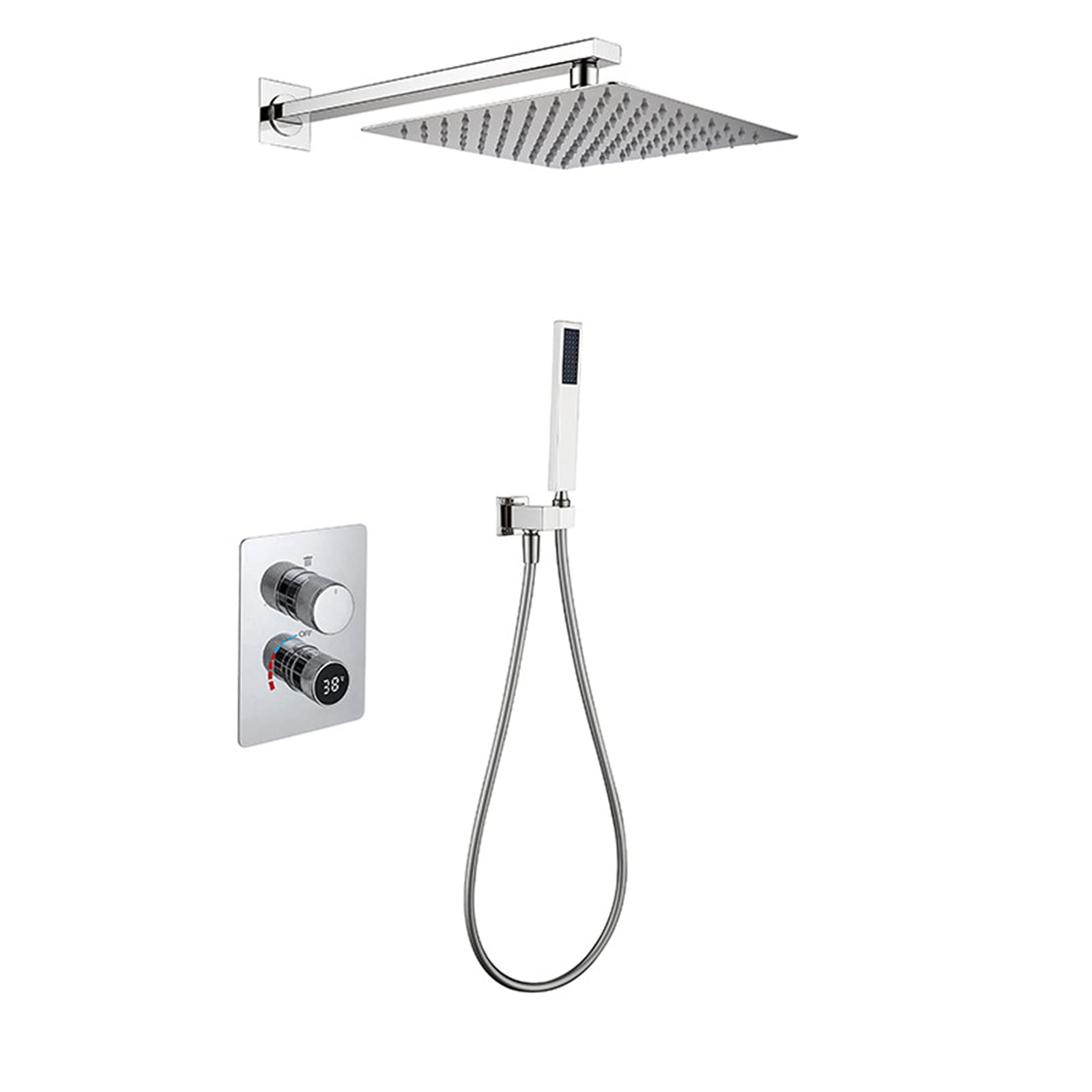 Système de douche complet avec pommeau effet pluie design luxe noir mat