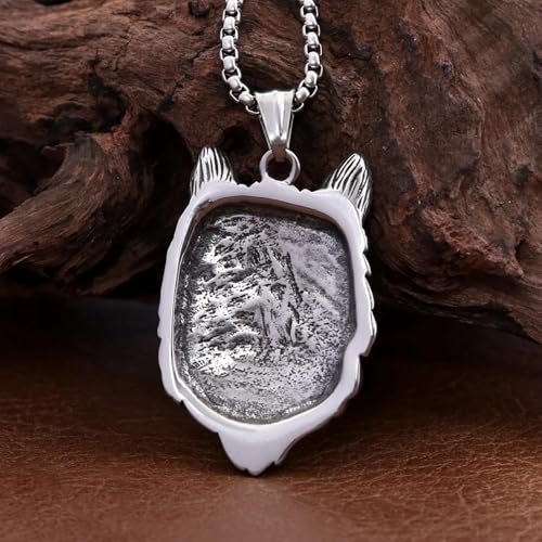 Collier chaîne avec pendentif loup robuste et finitions métal - 2