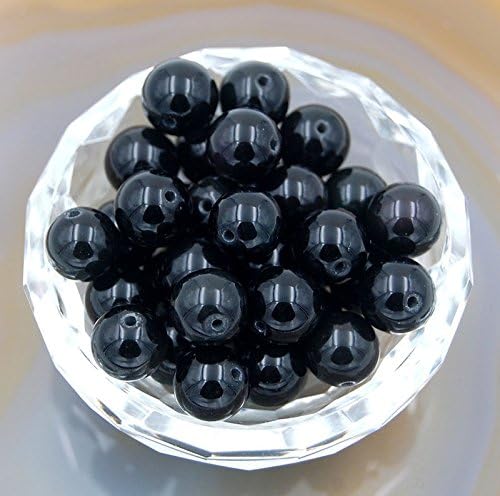 AD Beads Espaciador redondo de piedras preciosas naturales (0.472 in, 30 unidades, obsidiana)