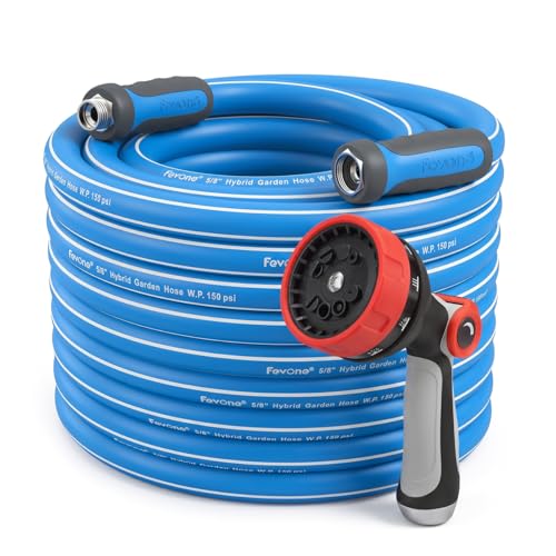 FEVONE Heavy Duty Garden Hose 100 ft, Spray Nozzle Included