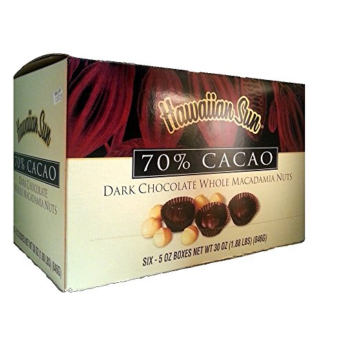 Hawaiian Sun 70% Cacao Dark Chocolate Whole Macadamia Nuts (6 Boxes) image 4