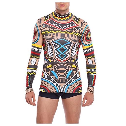 COOFANDY Mens African Tribal Style Tattoo Slim Fit Maui Pattern Nude Shirt,X-Small
