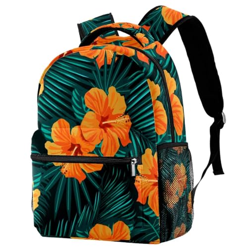 Sac à dos d'école aux finitions soignées et motif feuilles tropicales