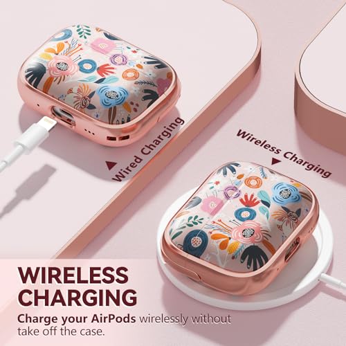 Image of Inesore for AirPods Pro 2nd /1st Case (2023-2019)-Pink Berry Flower | with Safty Lock,Two-Piece Design,with Gold Keychain & Clean Pen,Support Wireless Charging,Cute Luxury Case for Women Girly