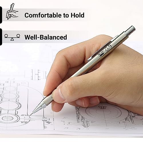 Mr. Pen- Mechanical Pencils, Metal, 0.9Mm, 2 Pack, Drafting And Lead Pencils #TOP4