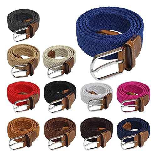 Skinny Belts, Stretch Fabric Woven Casual Multicolor Belt Men's Elastic Buckle