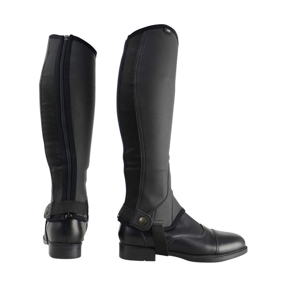 Hy Equestrian Hyland Synthetic Combi Leather Chaps - Black Small