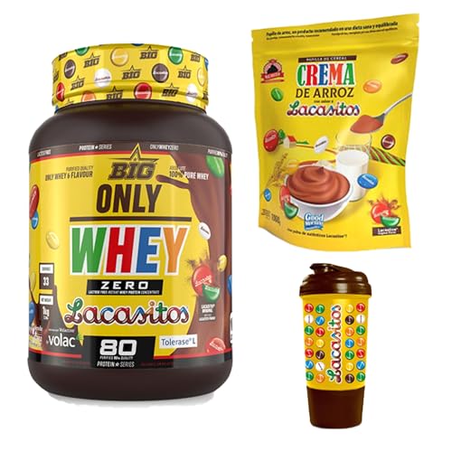 Pack Lacasitos Fitness:1kg Proteína Sin Lactosa,1kg Crema de Arroz y Shaker 500ml