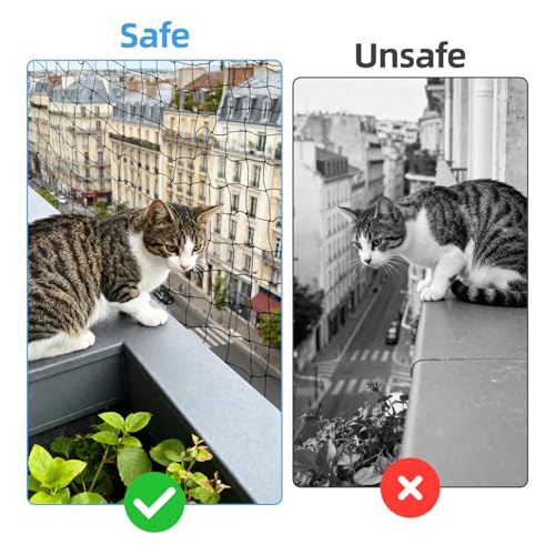 ZEKUN 6 x 3 m siatka dla kota na balkon ekstra wzmocniona siatka balkonowa dla kota siatka ogrodzeniowa z balkonem odporna na warunki atmosferyczne i promieniowanie UV, odpowiednia na balkony, okna