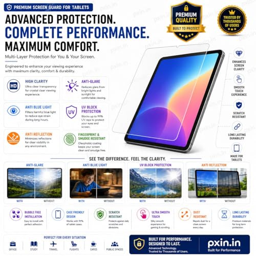 Image of Pxin Tablet Anti Bluelight and Anti Glare Screen Guard compatible with Samsung Galaxy Tab S7 | BLUV Lightblock Tech | Scratch Proof | Prevents bluelight | Eye Protection | No Dry Eyes