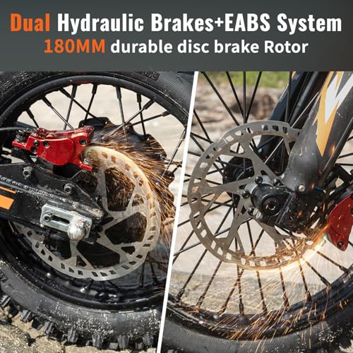 Image of Riding'times Electric Dirt Bike for Teens Adults 40MPH, 60V 25AH Electric Motorcycle with 14 inch /12 inch Fat Tire Ebike, 3000W Dual Hydraulic Brakes Mountain Off-Road Ebike for Ages 13+