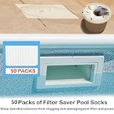 chicarry 50 Pack Pool Skimmer Socks, Reusable Pool Socks for Skimmer Basket, Skimmer Socks for Above Ground & Inground Pool (50 Pack)