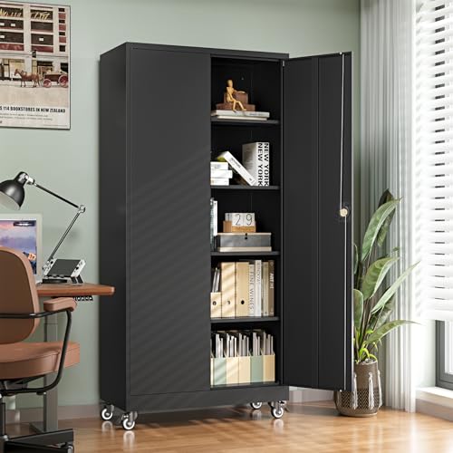 image for Letaya Metal Garage Storage Cabinets with Lock Door and Adjustable She