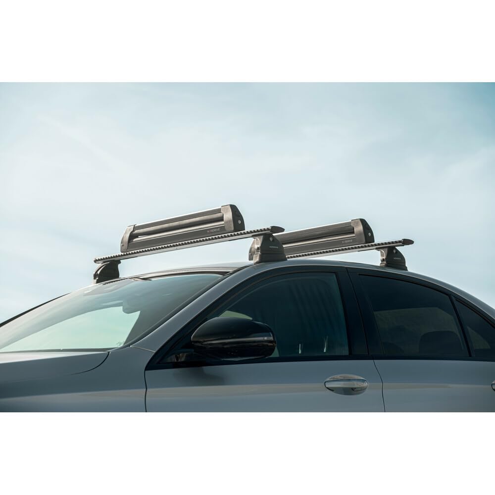 NORDRIVE N40013 Nordic-King Evo Aluminium NK-60, portasci per Barre da Tetto - Nero