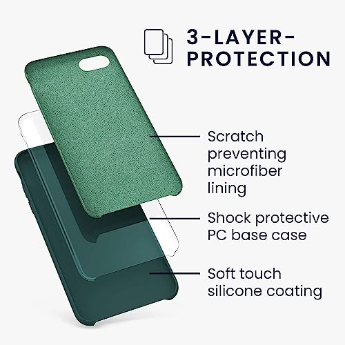 Image of VONZEE Liquid Silicone Soft Back Cover for iPhone 7 Case, Shockproof Slim Camera & Full Body Protection Non Yellowing Cover with Microfiber Lining & Logo Cut (4.7 Inch) -Forest Green
