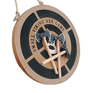 Wurfbeil-Spiel, Wikinger-Axt-Wurfspiel-Set mit Holzziel und 3 kleinen Beilen, Wurfaxt-Spiel für drinnen und draußen…