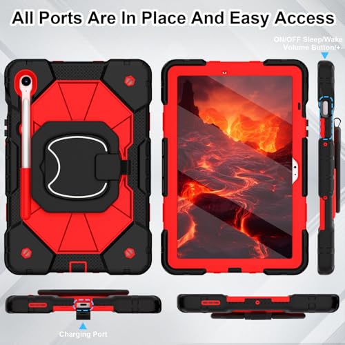 Image of WESOROL Case for Samsung Galaxy Tab S10 Lite /S10 FE /S9 FE 10.9 Inch (2025 /2023) Galaxy Tab S9 11 Inch,Shockproof Cover for Samsung S9 FE with Rotating Stand Screen Protector Pencil Holder,Black Red