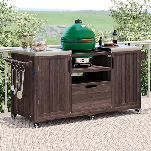 Outdoor Kitchen Island with Stainless Steel Top