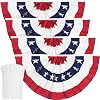 USA Pleated Fan Flag American US Bunting Flag Patriotic Half Fan Banner Flag with Canvas Header and Brass Grommets for 4th of July Memorial Day Indoor Outdoor Decoration 4 15×3 Feet